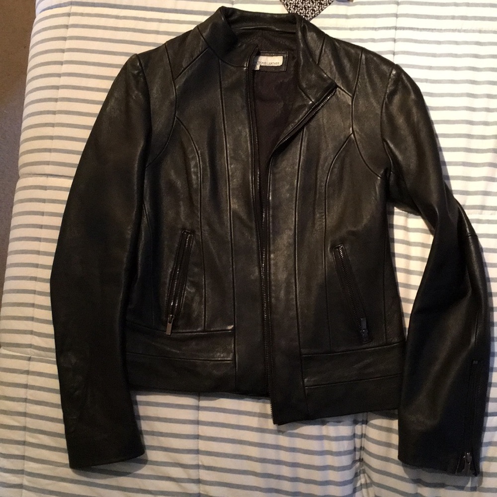 black leather jacket